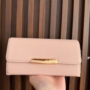 Anne Klein Light Pink Wallet with Gold Detail